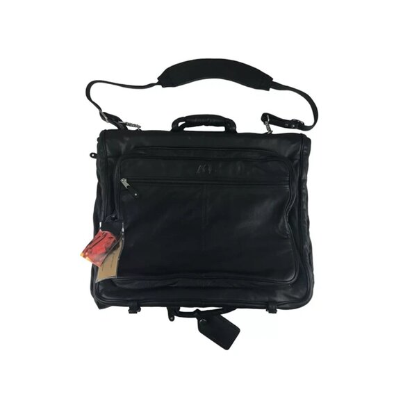 Canyon Outback Black Leather‎ Garment Carry-On Overnight Bag NEW - Picture 1 of 10
